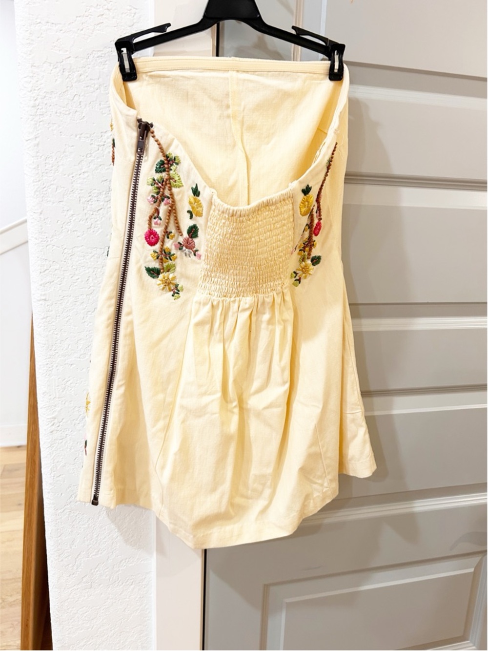 New Free People Havana Nights Beaded Floral Linen Mini Dress - Picture 9 of 10